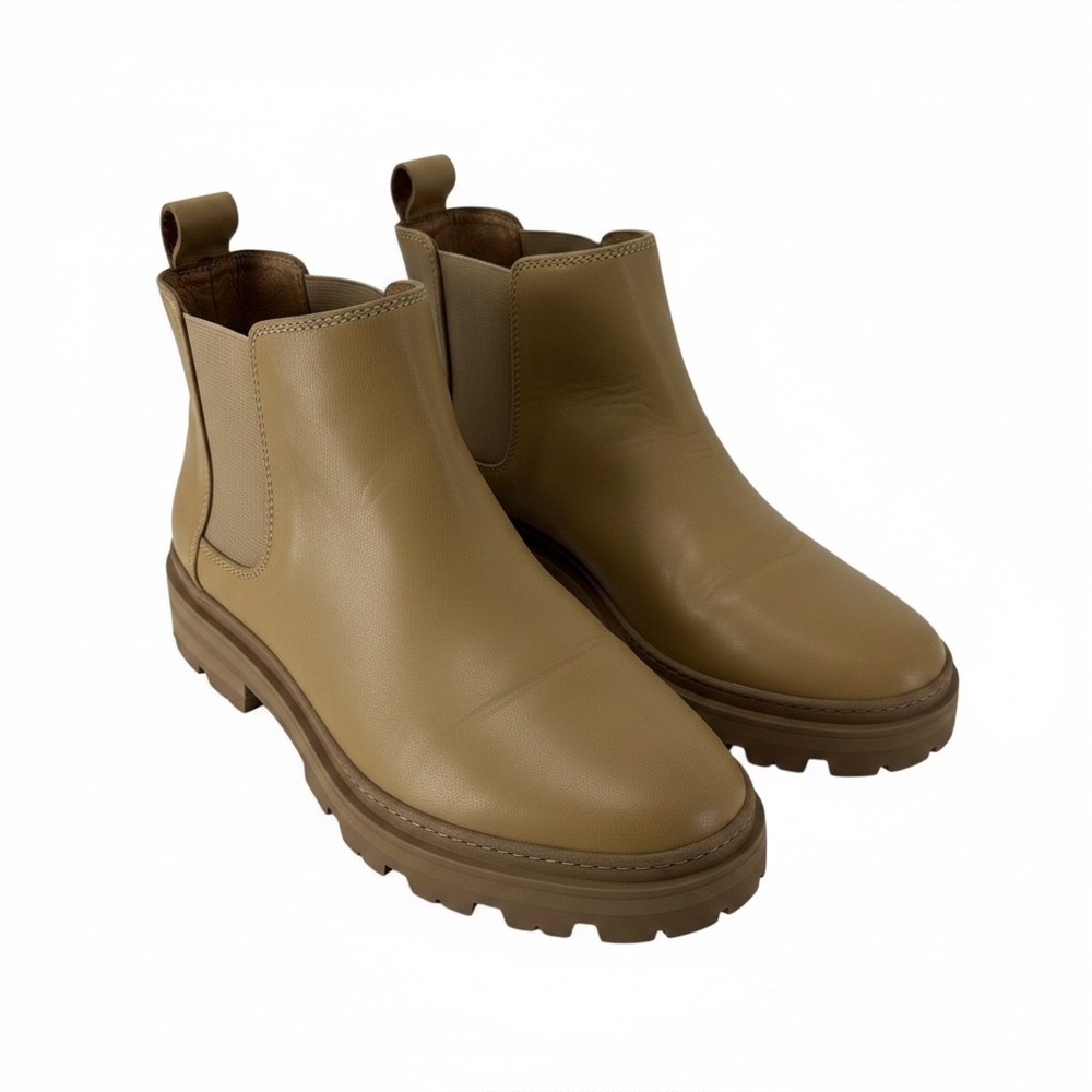 Madewell Mens Tan Leather Lugsole Chelsea Boots Size 11 Round Toe Platform NWOT